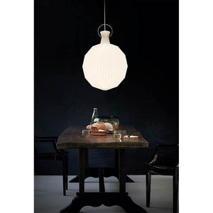JS-GL-6003-D450 - Chrome & White Rice Paper Modern Hanging Light
