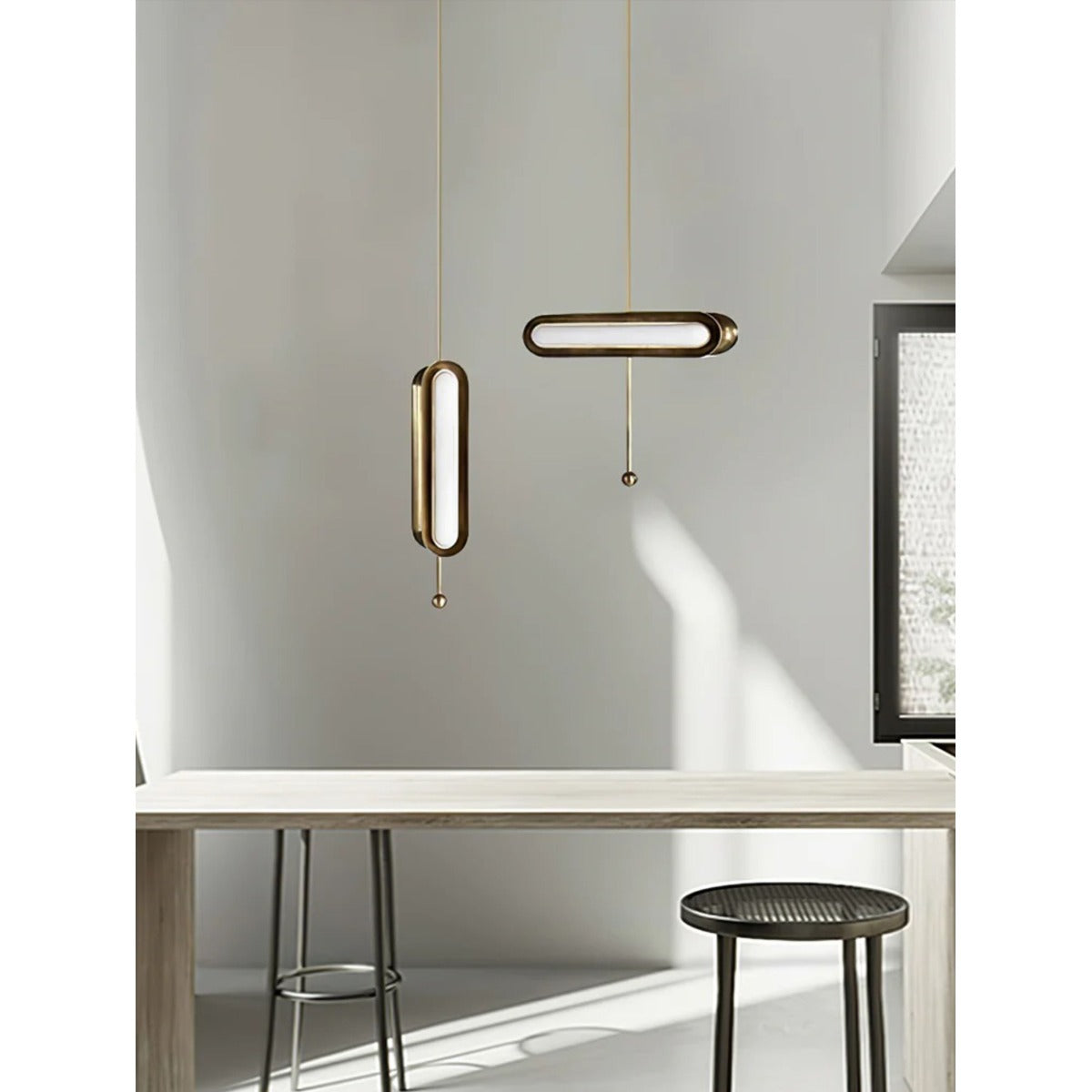 JS-GL-6127-2 (Rotatable) - Antique Brass Metal & Acrylic Brass Hanging Light