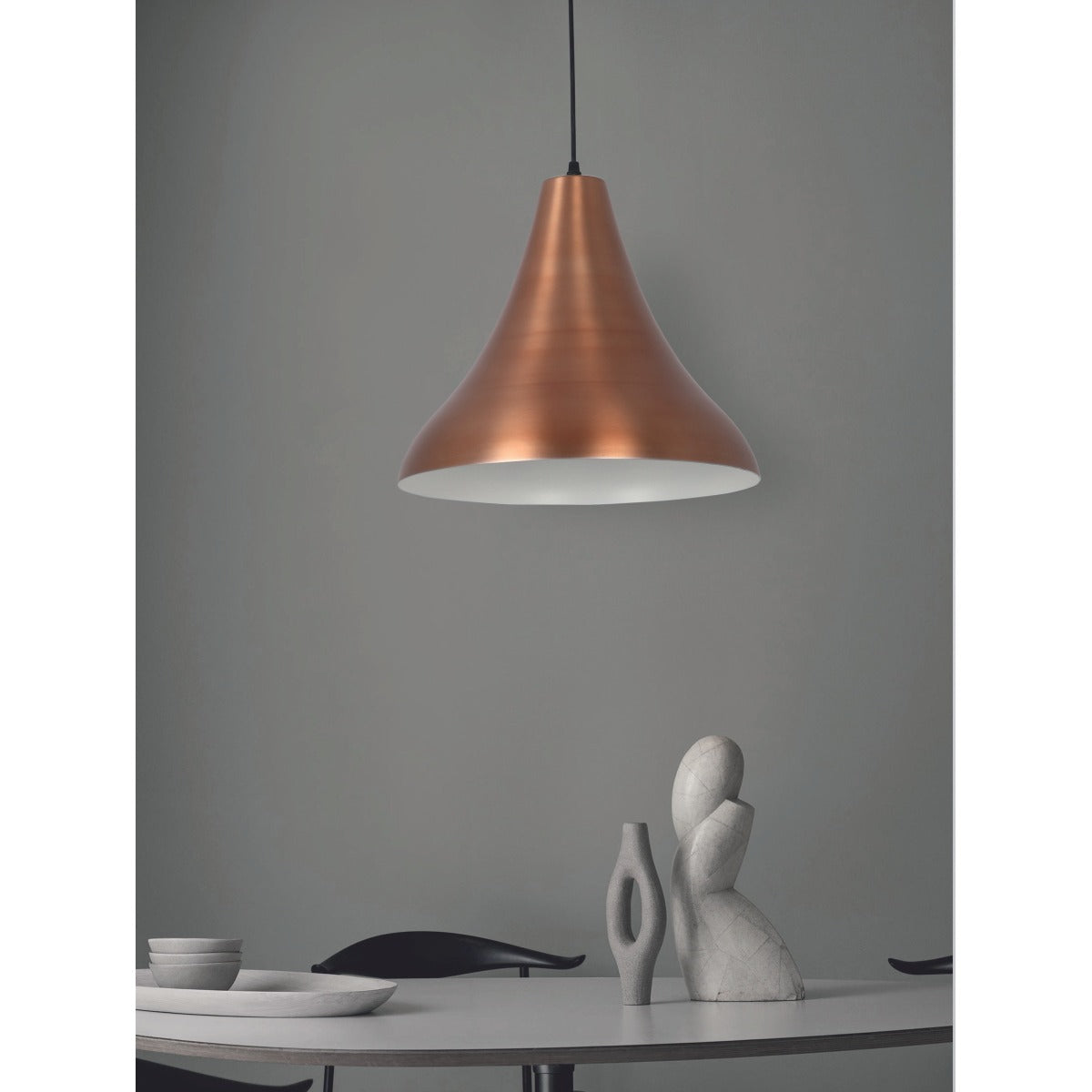 JS-GL-6142-CP - Antique Copper & White Metal Modern Hanging Light