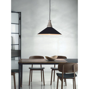 JS-GL-6143-1 - Black & White Metal & Wood Modern Hanging Light