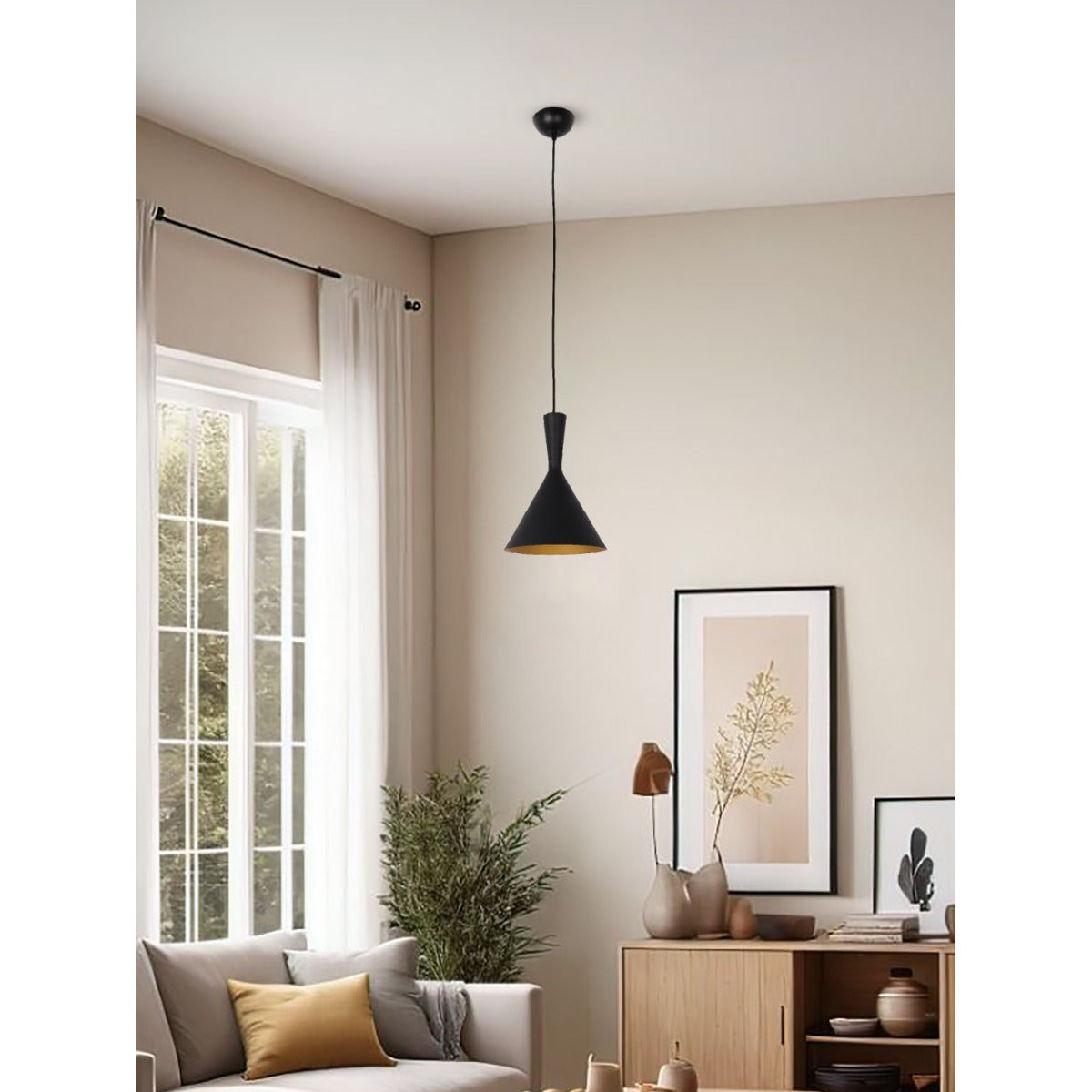 JS-GL-6145-1 - Black & Gold Metal Modern Hanging Light