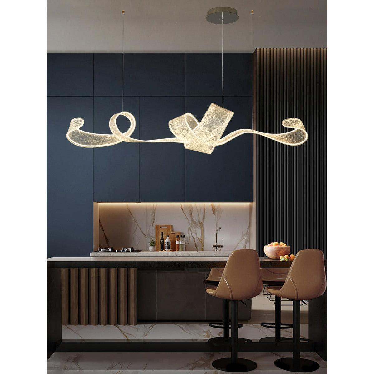 JS-GL-6416 - Antique Brass Metal & Acrylic Led Chandelier