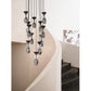 JS-GL-6647S-12 - Brushed Satin Black Metal & Glass Modern Chandelier