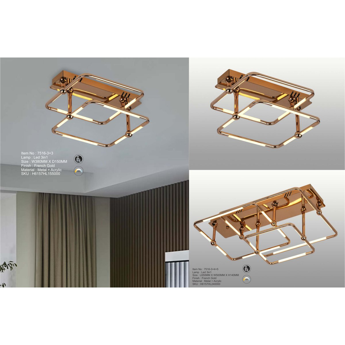 7516-3+3 Led 3in1 Hanging Light