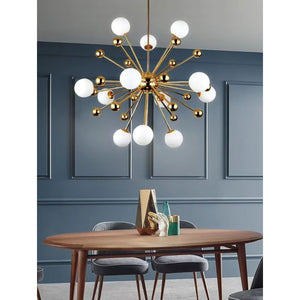 JS-GL-7807-12 - French Gold Metal Glass Ball Chandelier