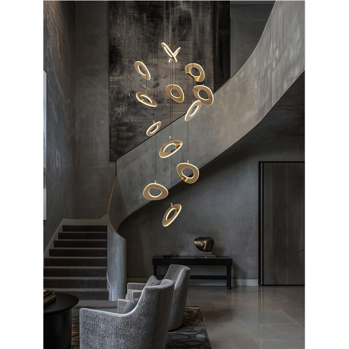 JS-GL-7869-13 - French Gold Metal & Acrylic Led Chandelier