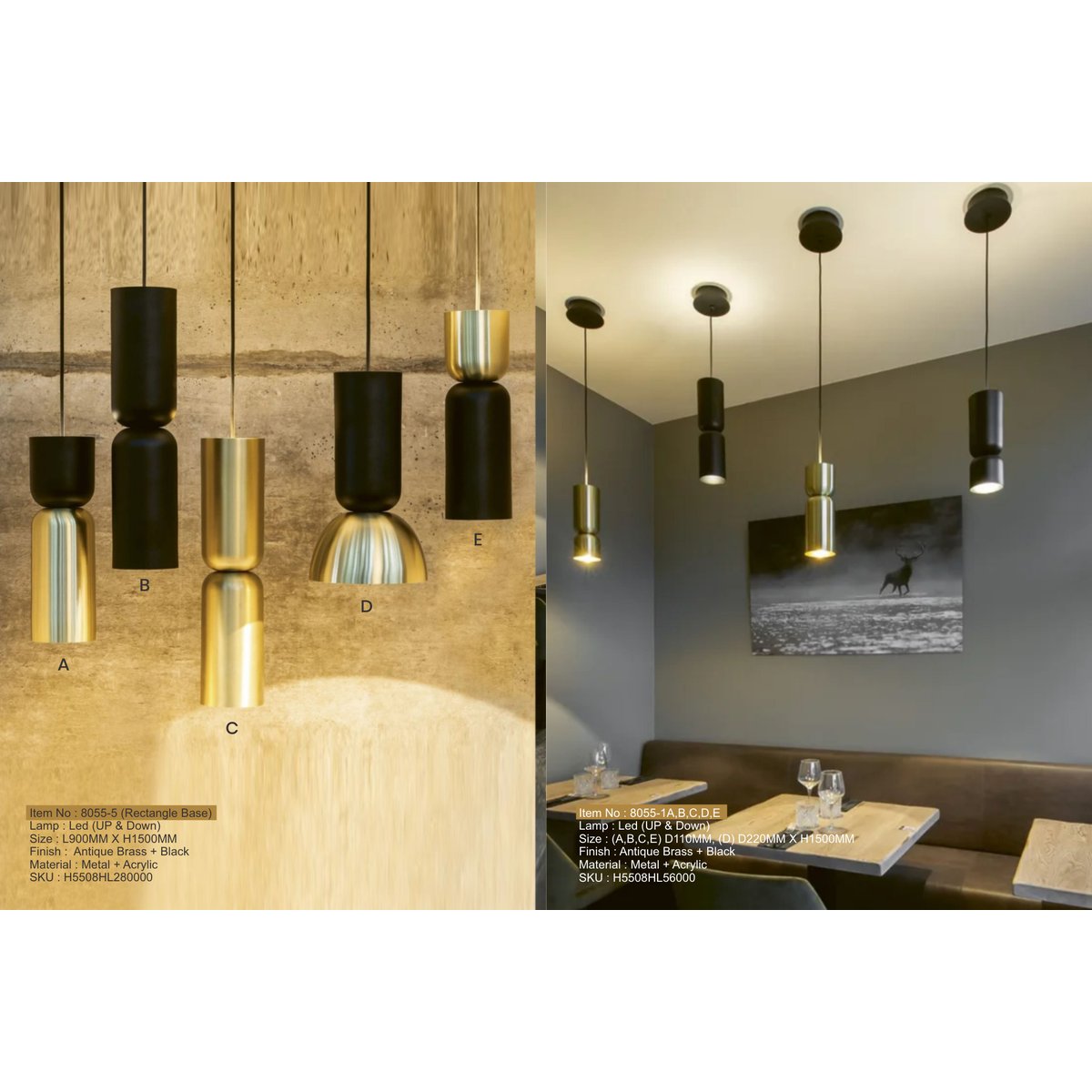 8055-1A,B,C,D,E Led (UP & Down) Hanging Light