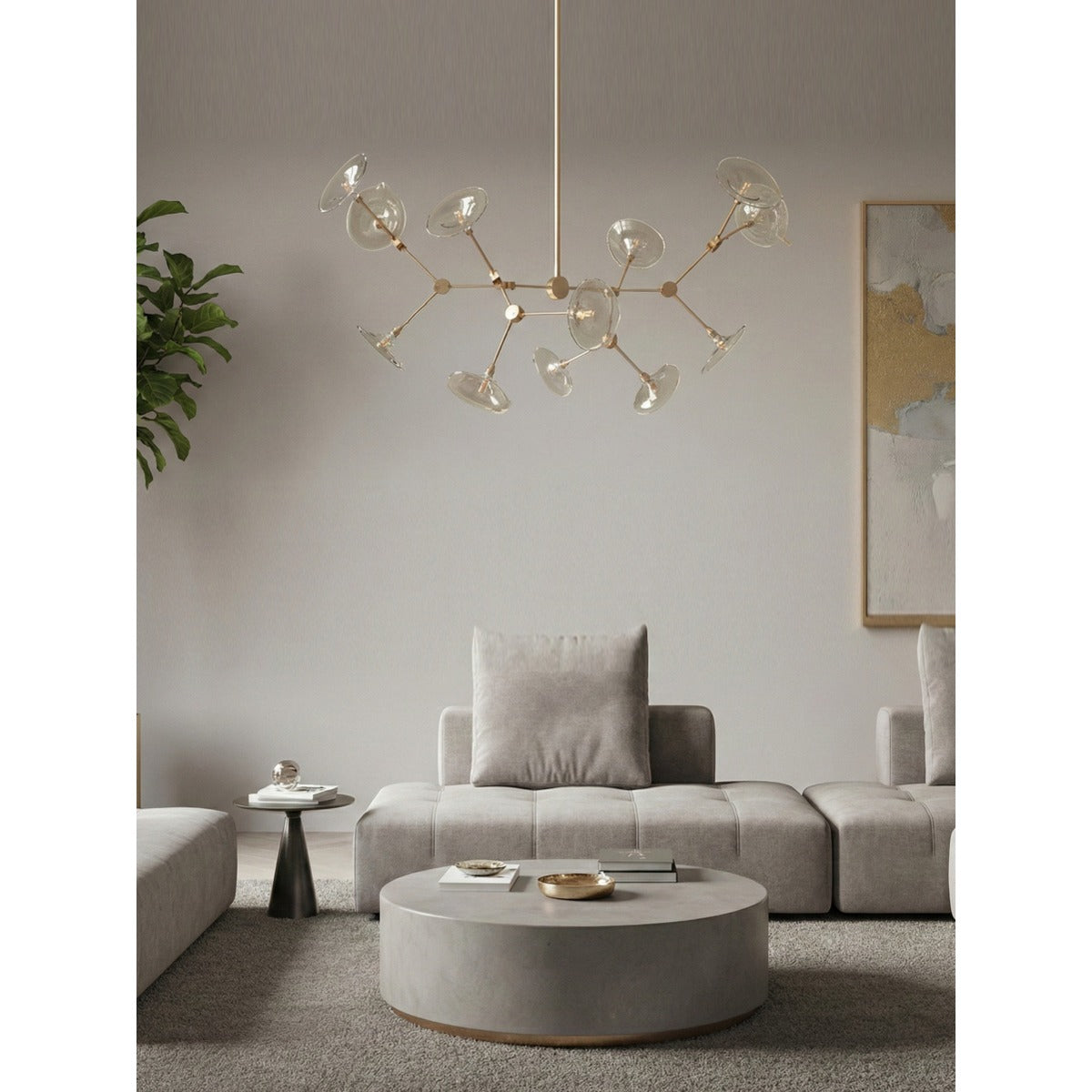 JS-GL-8109-12 - French Gold Metal Glass Ball Chandelier