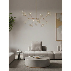JS-GL-8109-12 - French Gold Metal Glass Ball Chandelier