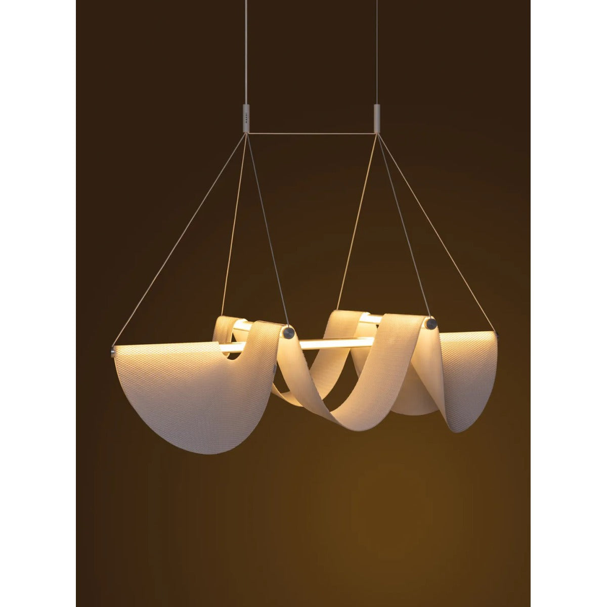 JS-GL-8110-1180 - SN & White Metal & Acrylic & Fabric Rectangular Chandelier