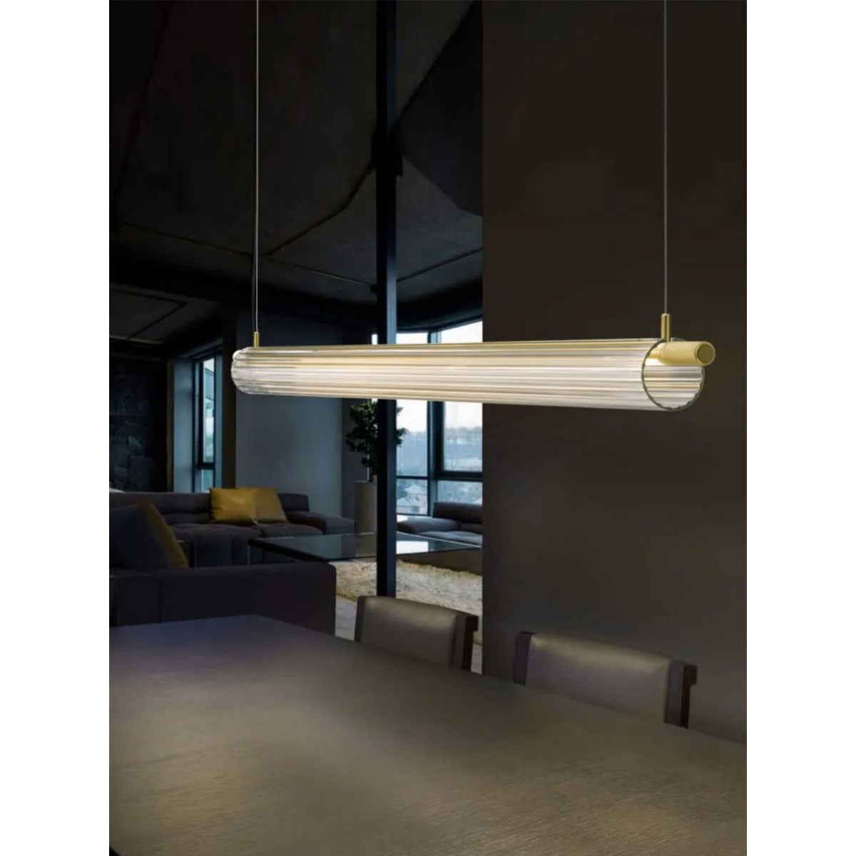 JS-GL-8832-L - Antique Brass Metal & Glass Led Chandelier