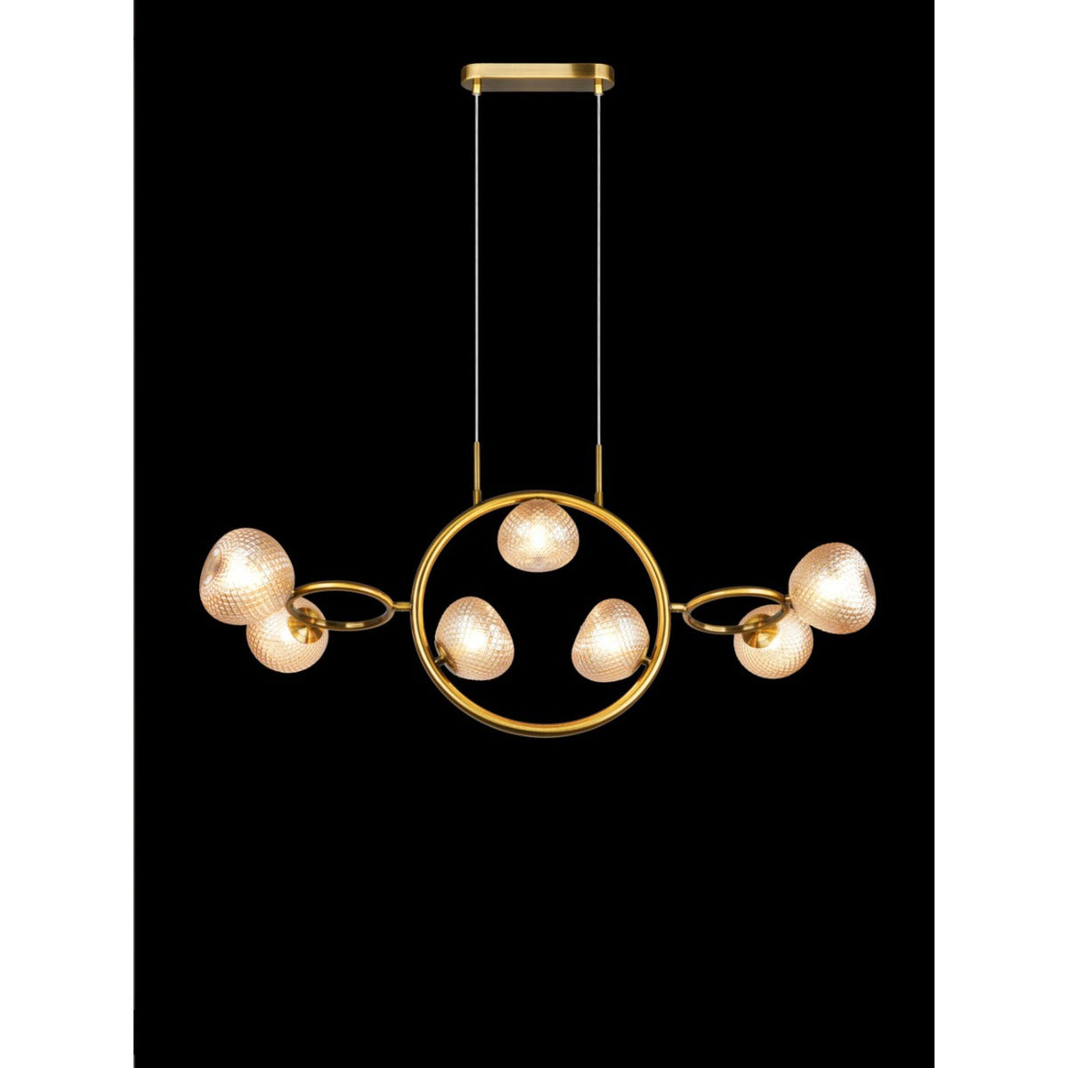 JS-GL-9469-7 - Antique Brass Metal & Glass Led Chandelier