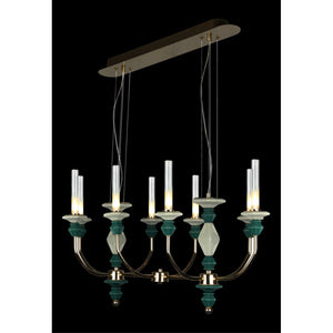 JS-GL-9470-8B - French Gold Metal & Glass & Ceramic Candle Arm Chandelier