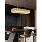 JS-GL-9566 - Antique Brass Metal & Glass Rectangular Chandelier