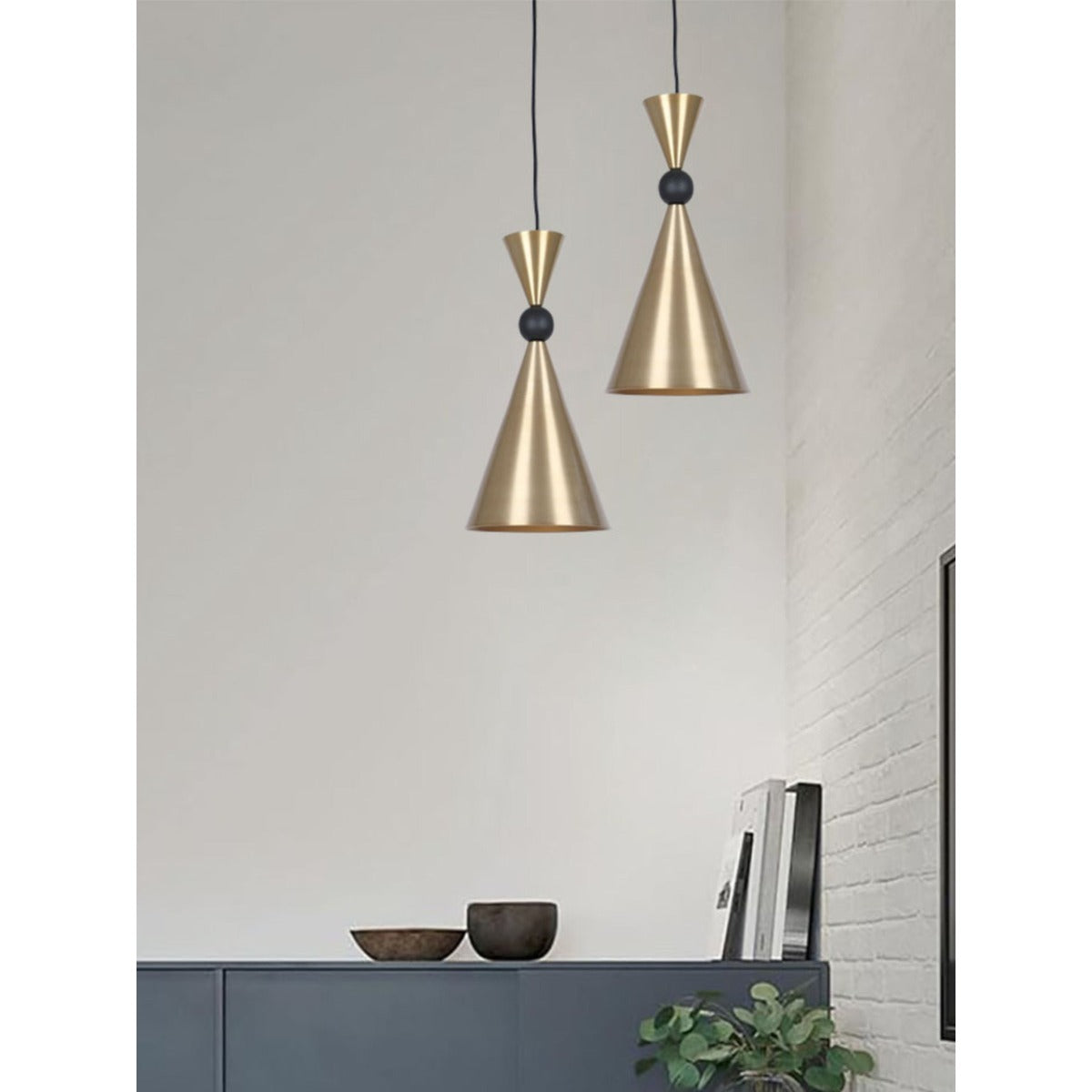 JS-GL-FY09-1 - Black & Antique Brass & Gold Metal Modern Hanging Light