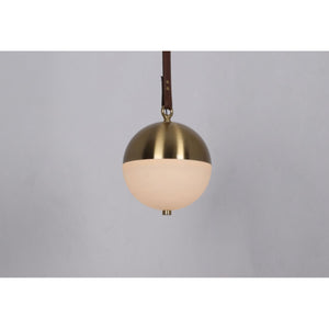 JS-GL-MBHB-200 - Antique Brass Metal & Onyx Marble & Leather Marble Hanging Light