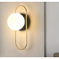 JS-GL-0151-UW - BLACK & ANTIQUE BRASS METAL Glass Ball Wall Light