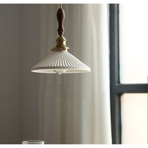 JS-GL-036- 1 - ANTIQUE BRASS & BLACK METAL & GLASS & WOOD Modern Hanging Light