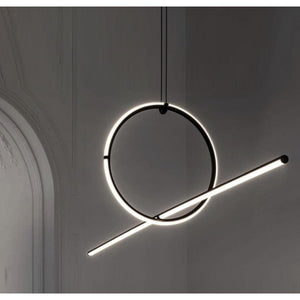 JS-GL-1008-1 - BLACK METAL & ACRYLIC Modern Hanging Light