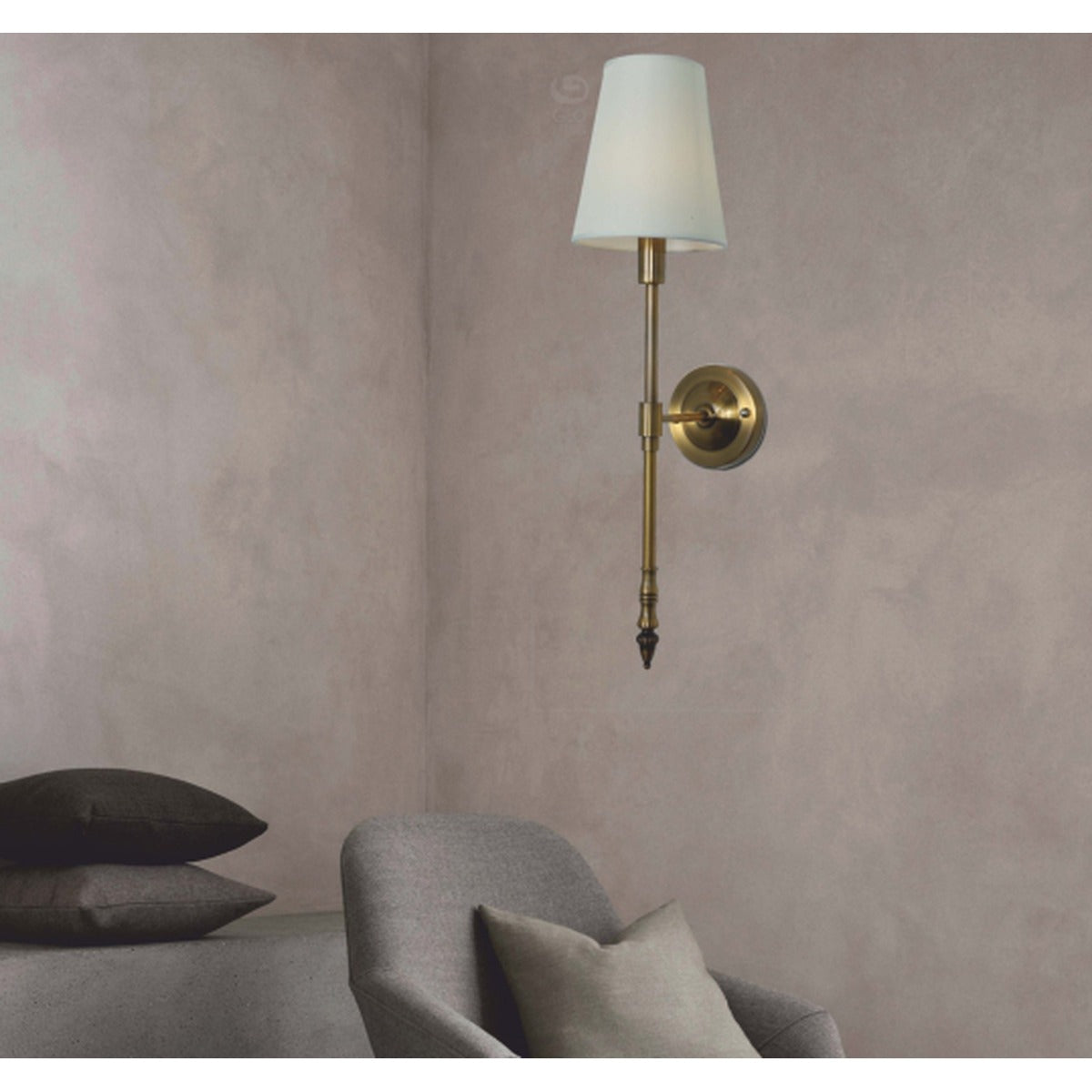 JS-GL-1022-1 - ANTIQUE BRASS METAL & FABRIC SHADE Cloth Shade Wall Light