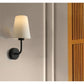 JS-GL-1023-1BK - BLACK METAL & FABRIC SHADE Cloth Shade Wall Light