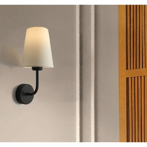 JS-GL-1023-1BK - BLACK METAL & FABRIC SHADE Cloth Shade Wall Light