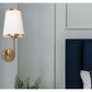 JS-GL-1025-1 AB - ANTIQUE BRASS METAL & FABRIC SHADE Modern Hanging Light