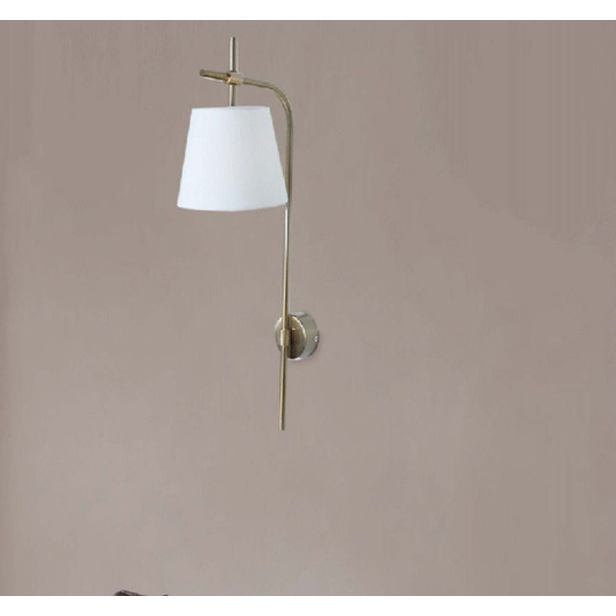 JS-GL-1055-1 - ANTIQUE BRASS METAL & FABRIC SHADE Cloth Shade Wall Light