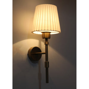 JS-GL-1075-1 - ANTIQUE BRASS METAL & PLA Cloth Shade Wall Light