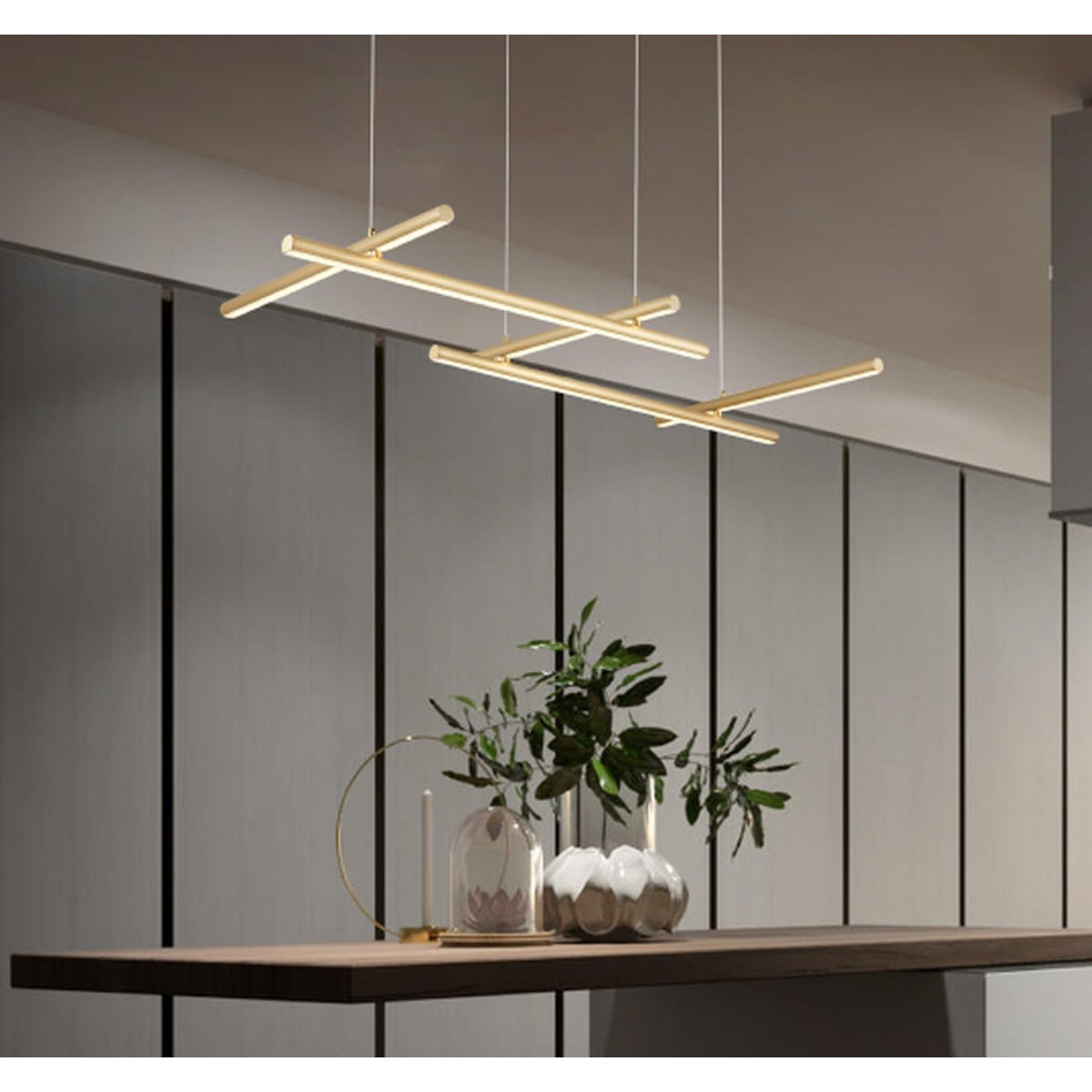 JS-GL-21012-80 - BRASS GOLD METAL & ACRYLIC Modern Hanging Light
