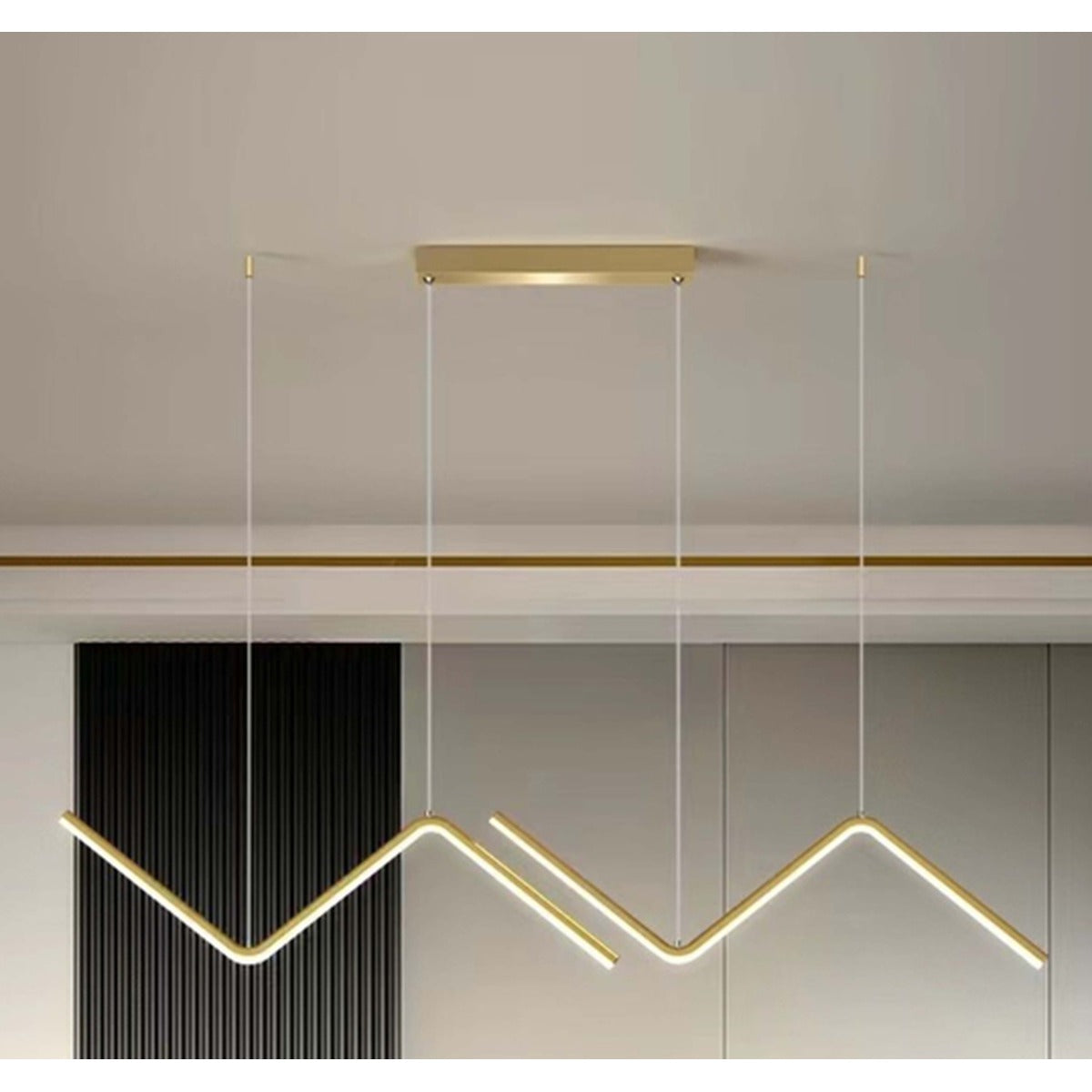 JS-GL-4038 - BRASS GOLD METAL & ACRYLIC Modern Hanging Light
