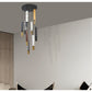 JS-GL-4795-10+5 - WHITE GOLD METAL & CRYSTALS Candle Arm Chandelier