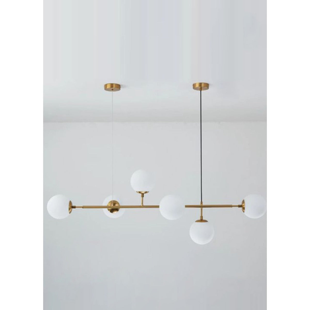 JS-GL-5202-6 - ANTIQUE BRASS METAL Glass Ball Chandelier