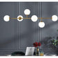 JS-GL-5202-6 - ANTIQUE BRASS METAL Glass Ball Chandelier