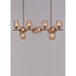 JS-GL-6008-12AMB - ANTIQUE BRASS METAL & AMBER GLASS Ball Chandelier