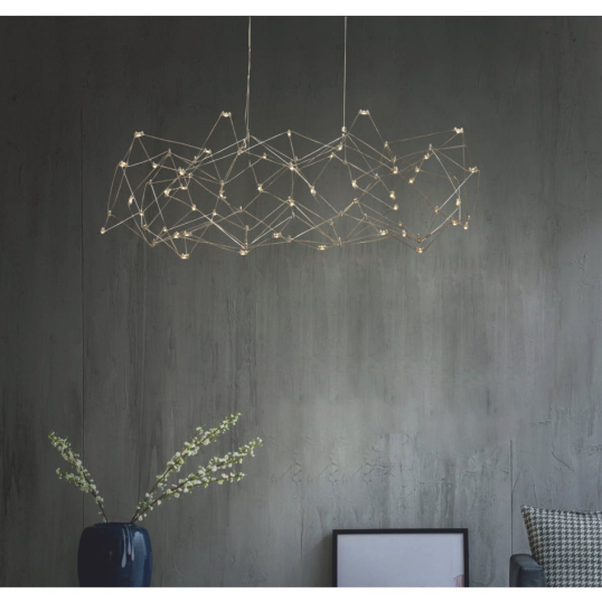 JS-GL-6066 - CHROME METAL Rectangular Chandelier