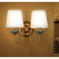 JS-GL-6805-2 - ANTIQUE BRASS METAL & MARBLE & FABRIC SHADE Cloth Shade Wall Light