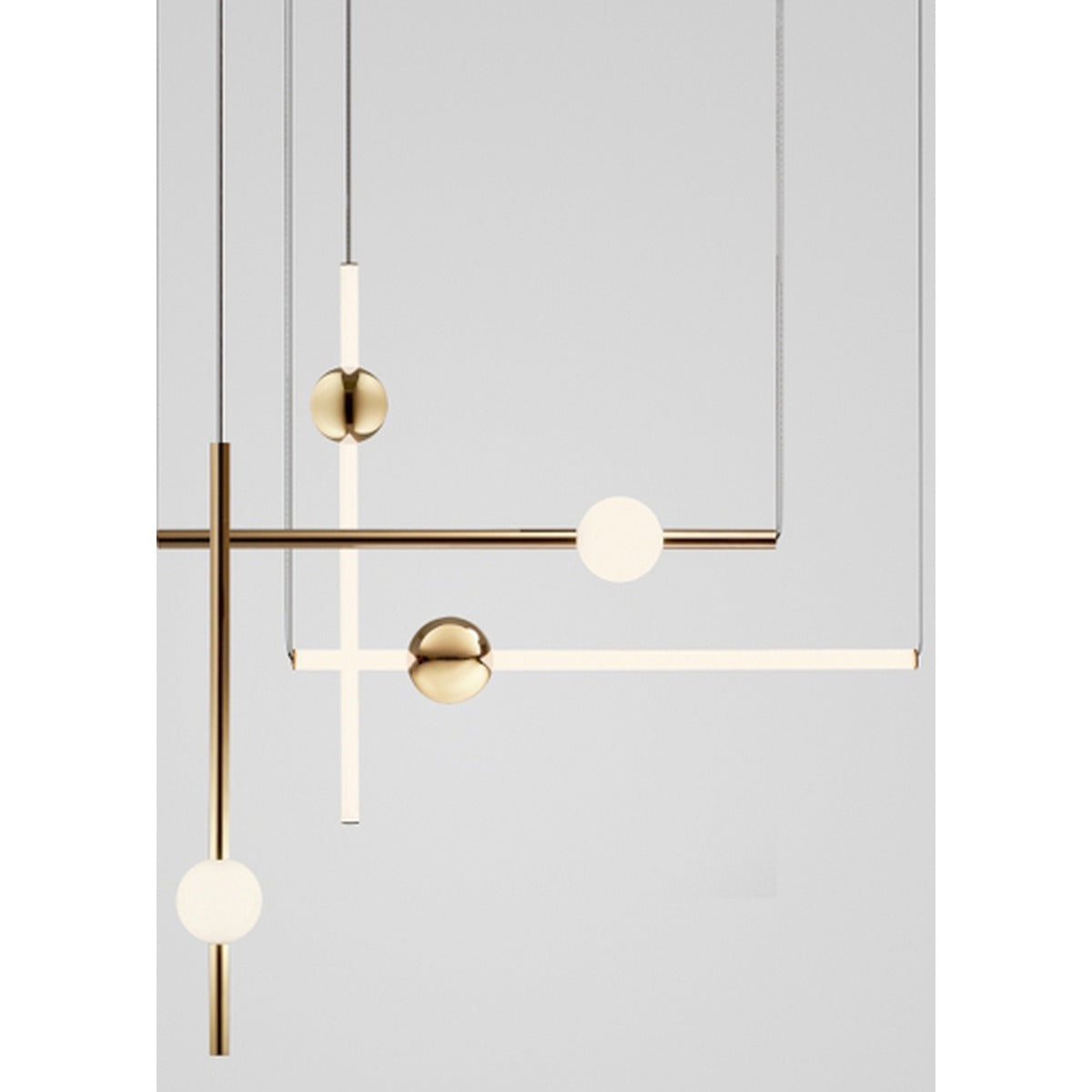 JS-GL-9095-4 - ANTIQUE BRASS METAL & ACRYLIC Modern Hanging Light
