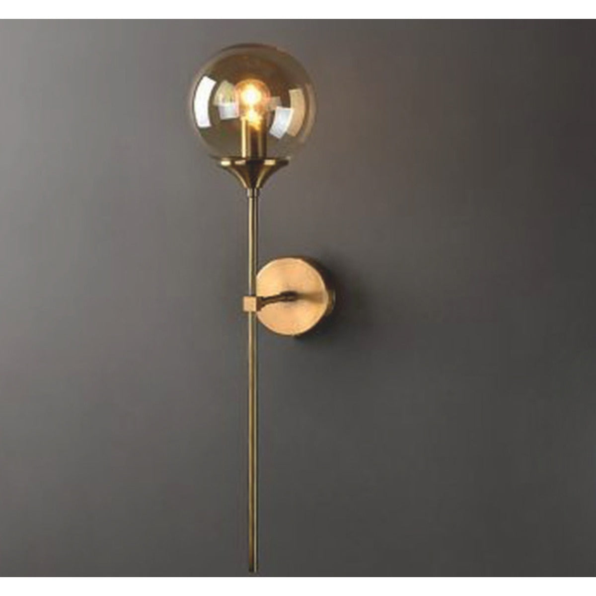 JS-GL-9258-1 - ANTIQUE BRASS METAL Glass Ball Wall Light
