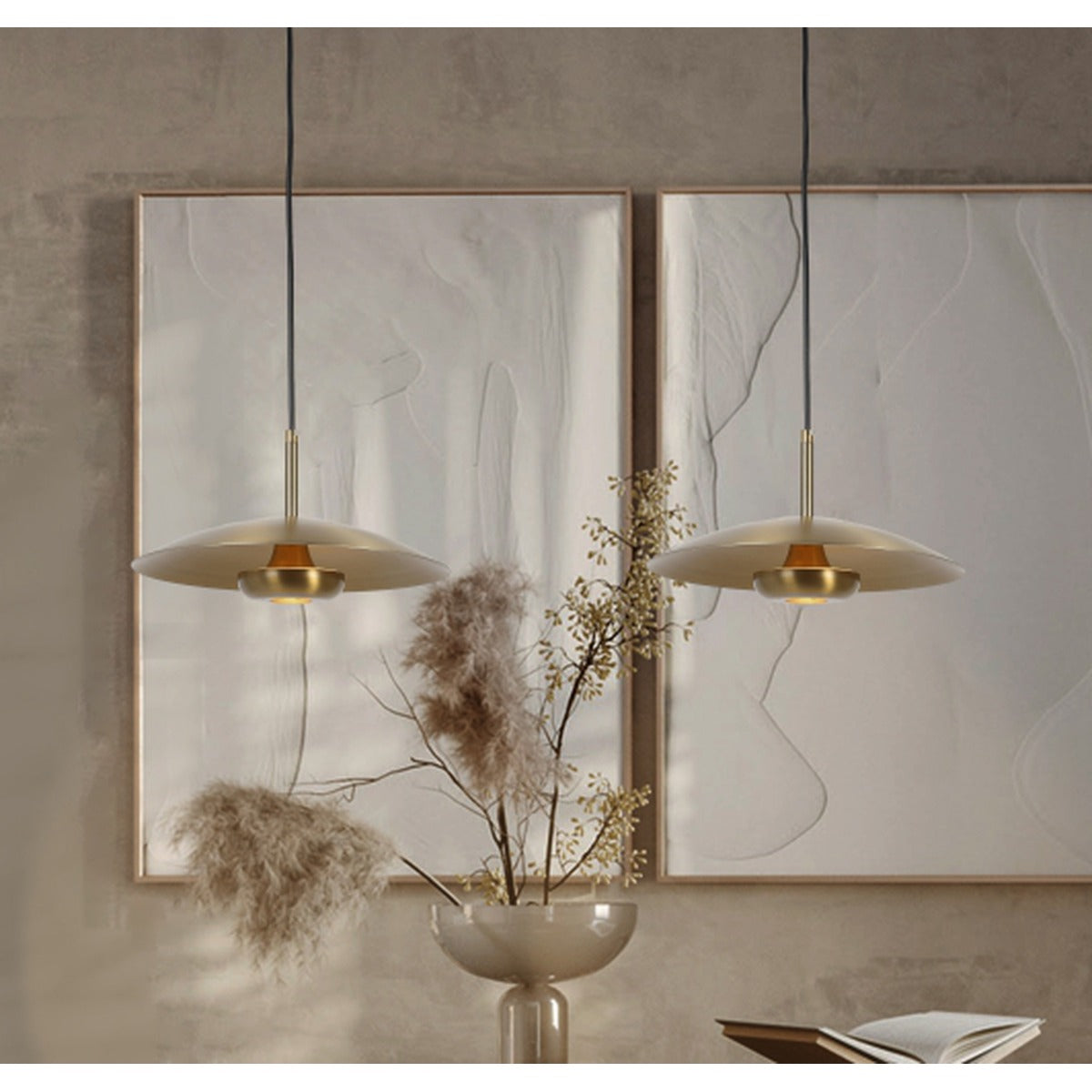JS-GL-C 1216-1 - BRUSHED BRASS METAL & ACRYLIC Modern Hanging Light