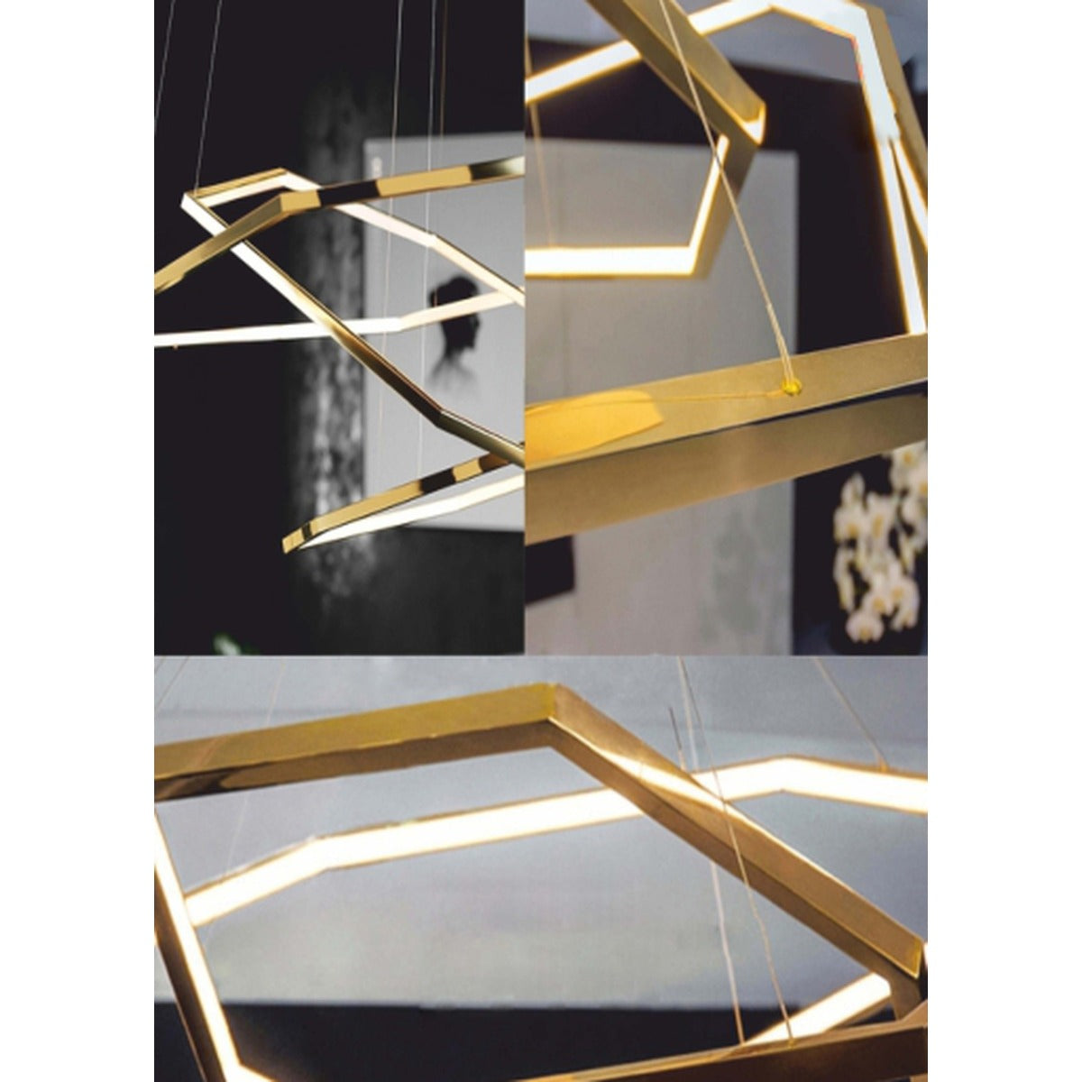 JS-GL-GEH 1160 - GOLD METAL & ACRYLIC Modern Hanging Light