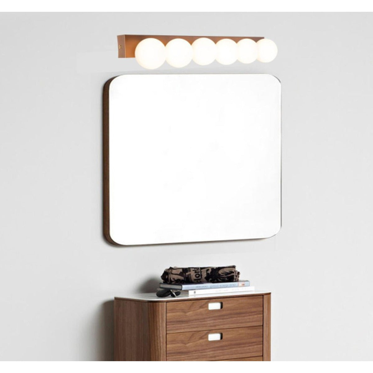 JS-GL-LED 6XA - MATT COPPER METAL & GLASS Led Mirror Lights