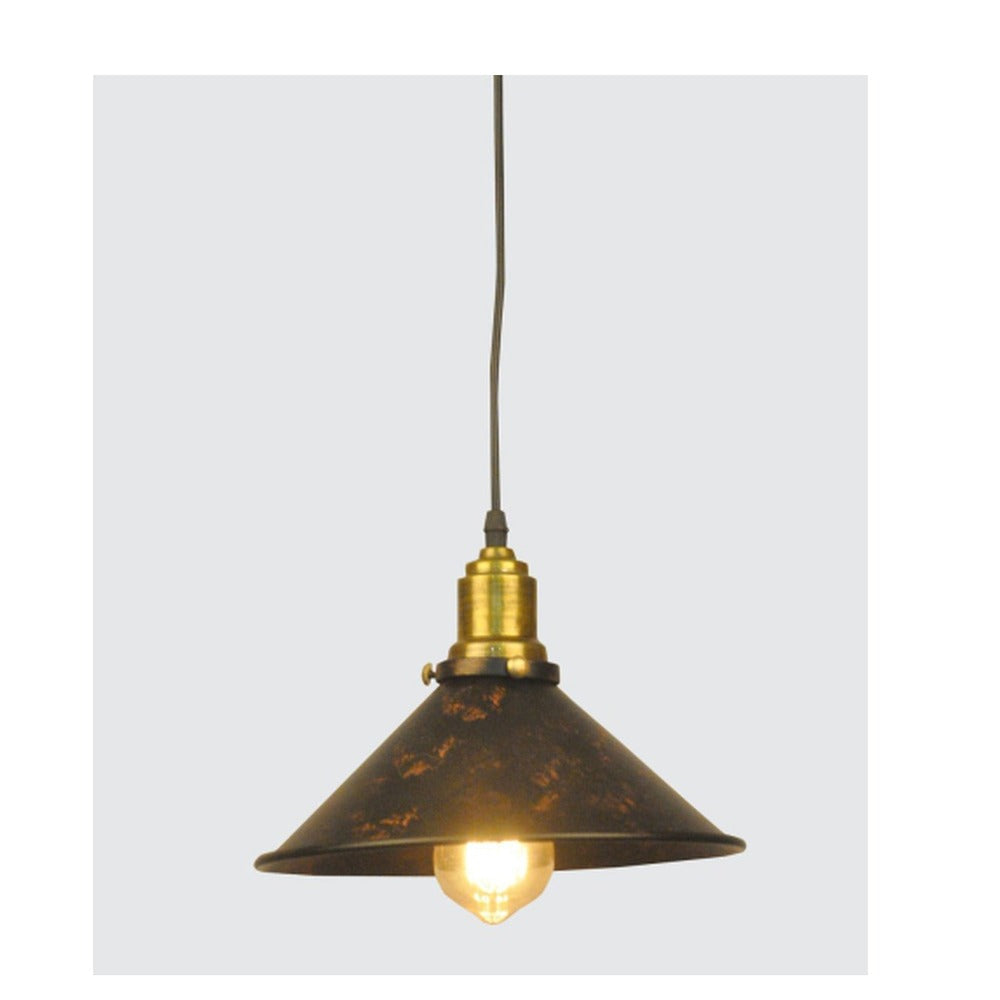 JS-GL-0000-H - ANTIQUE BRASS & RUSTIC BLACK Metal Hanging Light