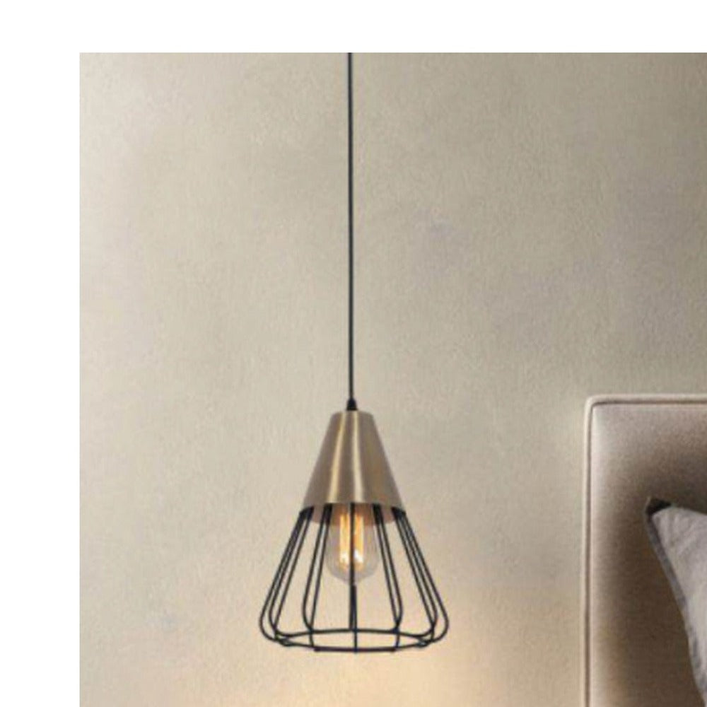 JS-GL-0016-AB - ANTIQUE BRASS & BLACK Metal Hanging Light