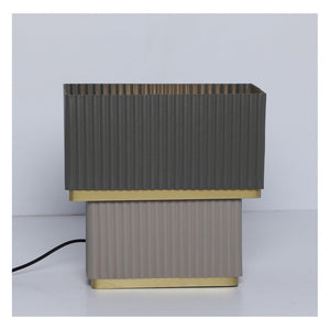 JS-GL-0021 GR - Texture Blue & Texture Beige & Gold Metal Modern Table Lamp