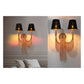 JS-GL-0024-2W - Rose Gold Metal & Fabric Shade Modern Wall Light