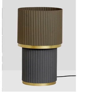 JS-GL-0026-T BR-GR - Texture Brown & Texture Green & Gold Metal Modern Table Lamp