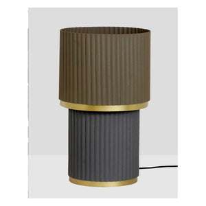 JS-GL-0026-T BR-GR - Texture Brown & Texture Green & Gold Metal Modern Table Lamp