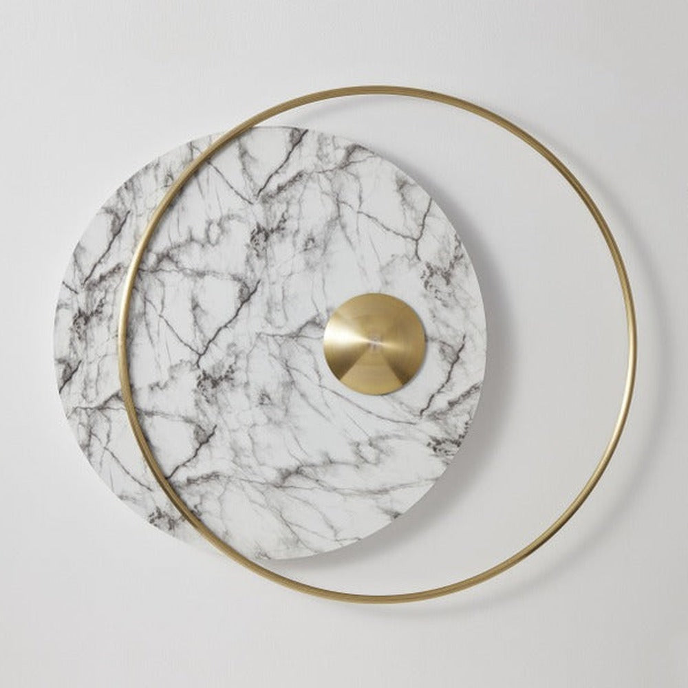 JS-GL-003-W - Antique Brass Metal & Acrylic Marble Wall Light