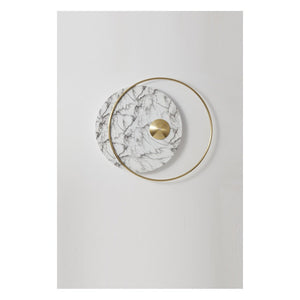 JS-GL-003-W - Antique Brass Metal & Acrylic Marble Wall Light